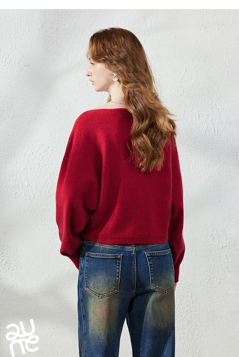 TOYOUTH Women's Dropped Shoulder Knit Sweater 2026 Fall New Arrival V neck with Bow Detail Sweet and Cool French Inspired Top