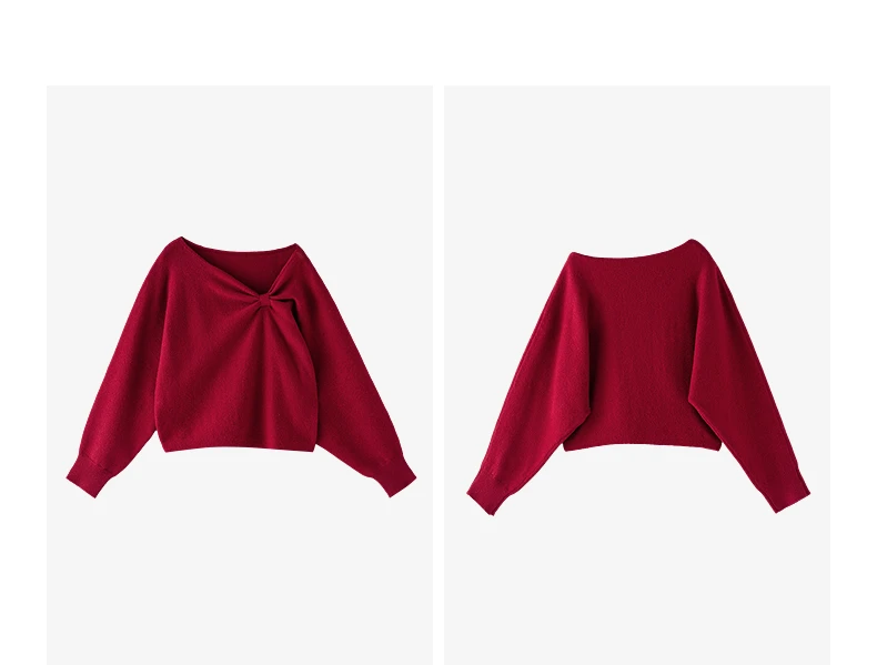 TOYOUTH Women's Dropped Shoulder Knit Sweater 2026 Fall New Arrival V neck with Bow Detail Sweet and Cool French Inspired Top