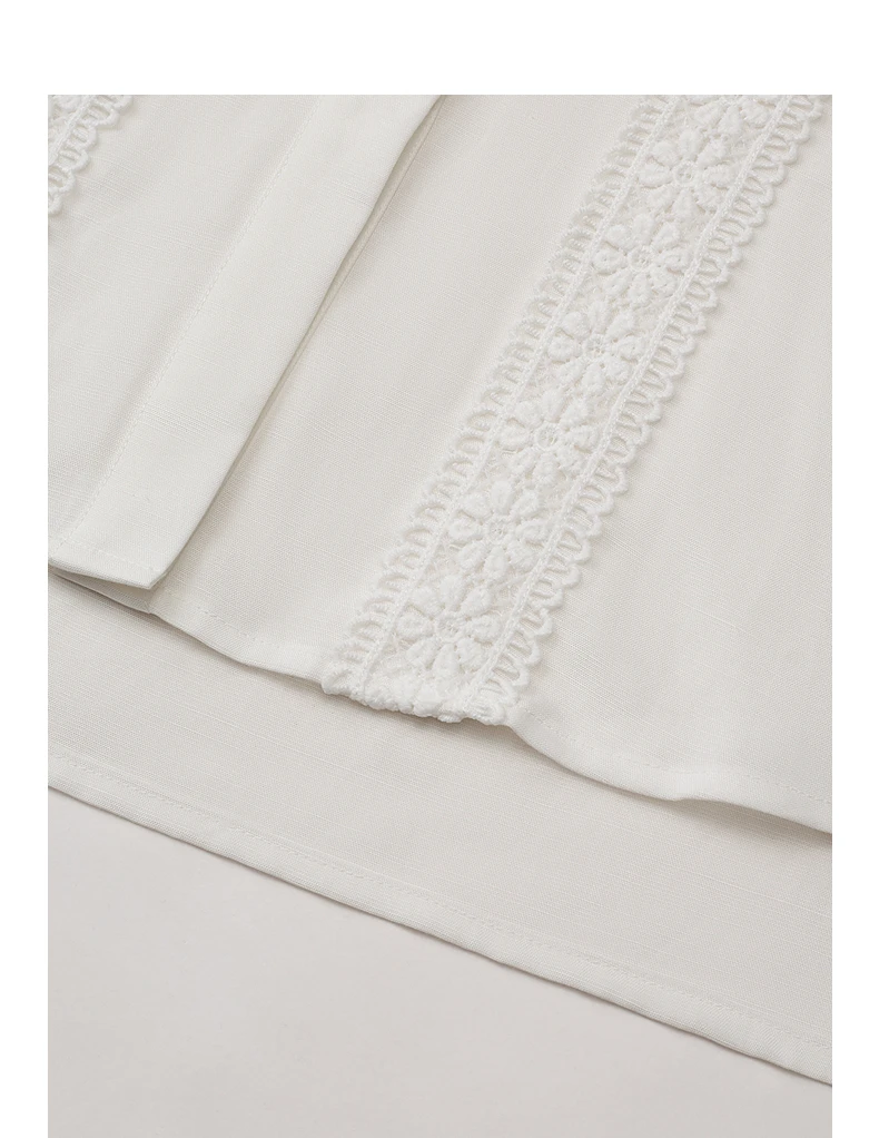 TOYOUTH Liberte Series Womens Lyocell Ramie Blouse 2026 Autumn New Lace Trim Lantern Sleeve Casual Shirt