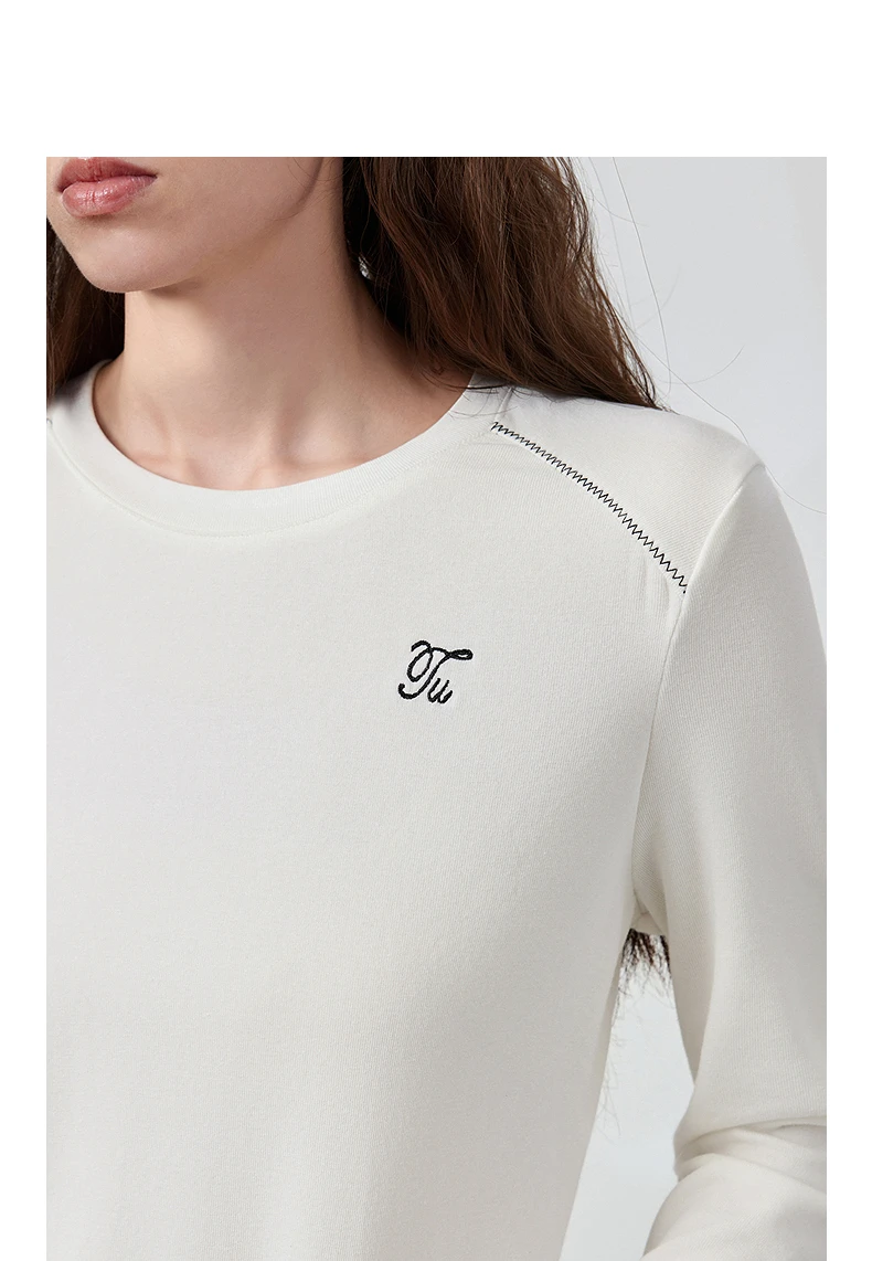 TOYOUTH Women's Long Sleeve T-Shirt 2026 Autumn New Soft Fleece Slim Fit Contrast Line Round Neck Base Layer Top