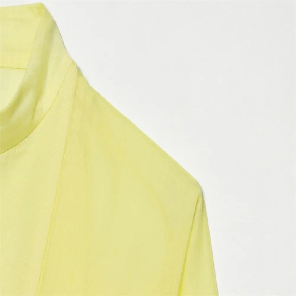 Women Stand Collar Shirt Chinese Frog Button Blouse for Early Fall, Loose Solid Color Long Sleeve Top Durable Polyester