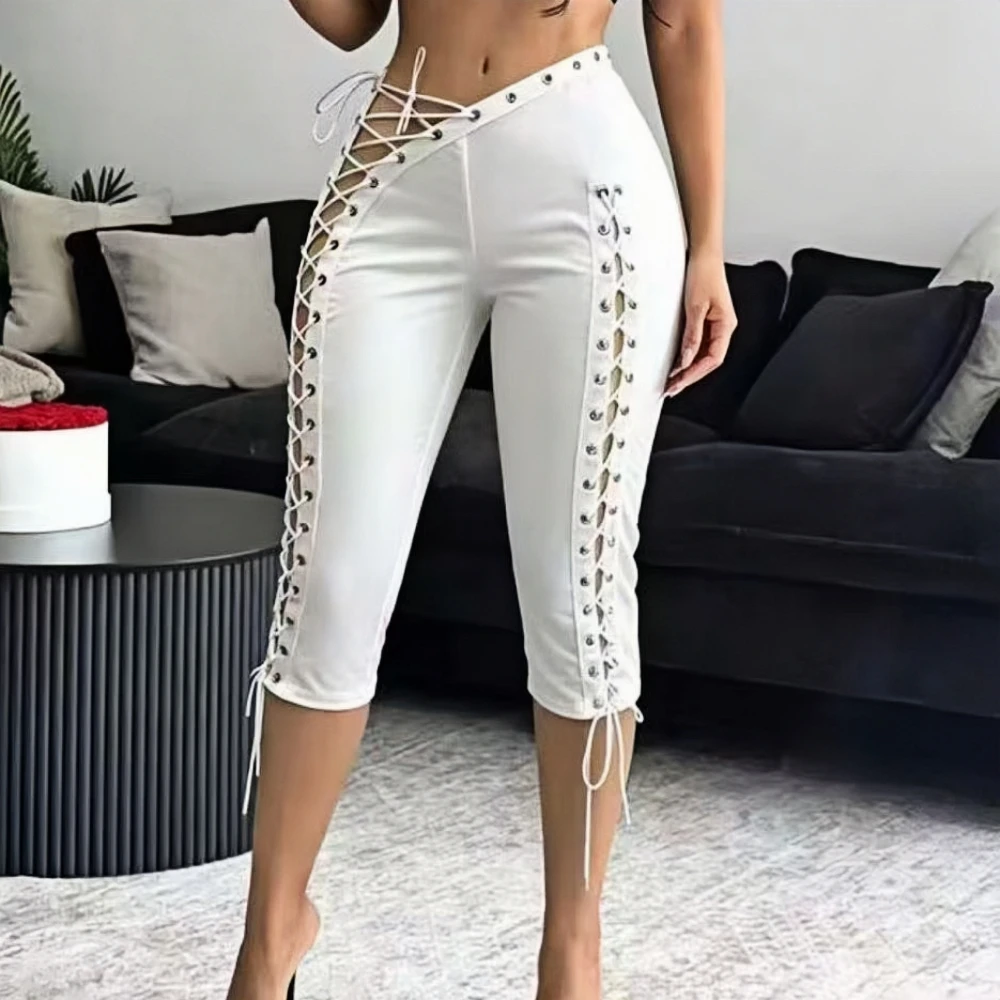 HLJ&GG Fashion Y2K Letter Print One Shoulder Two Piece Set Women Side Drawstring Ruched Top And Hollow Bandage Shorts Streetwear