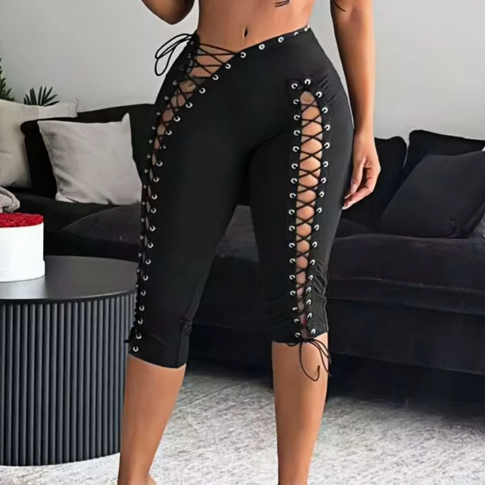 HLJ&GG Fashion Y2K Letter Print One Shoulder Two Piece Set Women Side Drawstring Ruched Top And Hollow Bandage Shorts Streetwear