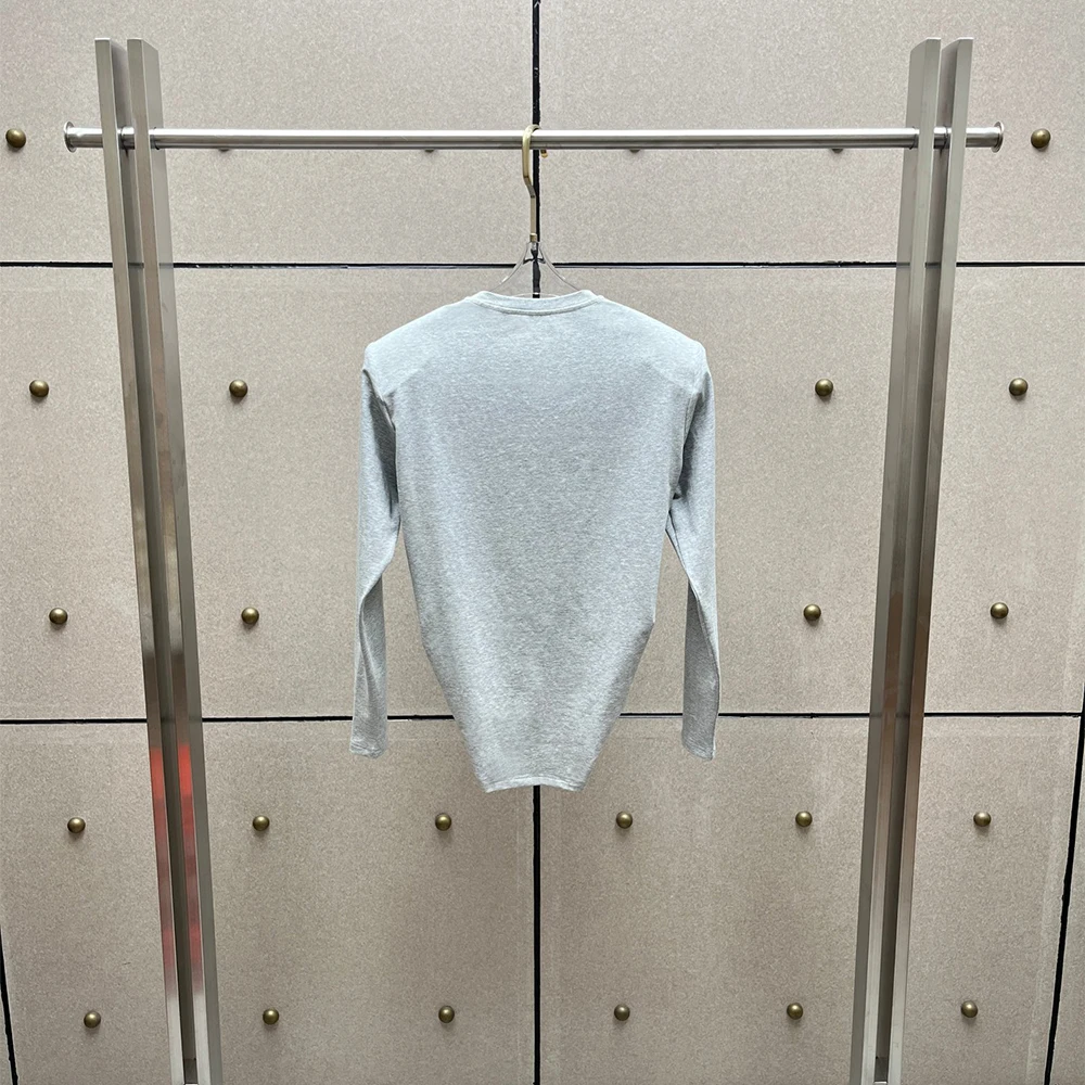 Ladies Cotton‑blend Long Sleeve Tee Crew Neck Front Twisted Knot Ruched Slim Fashion Cropped T‑Shirt Women Casual Daily Tops
