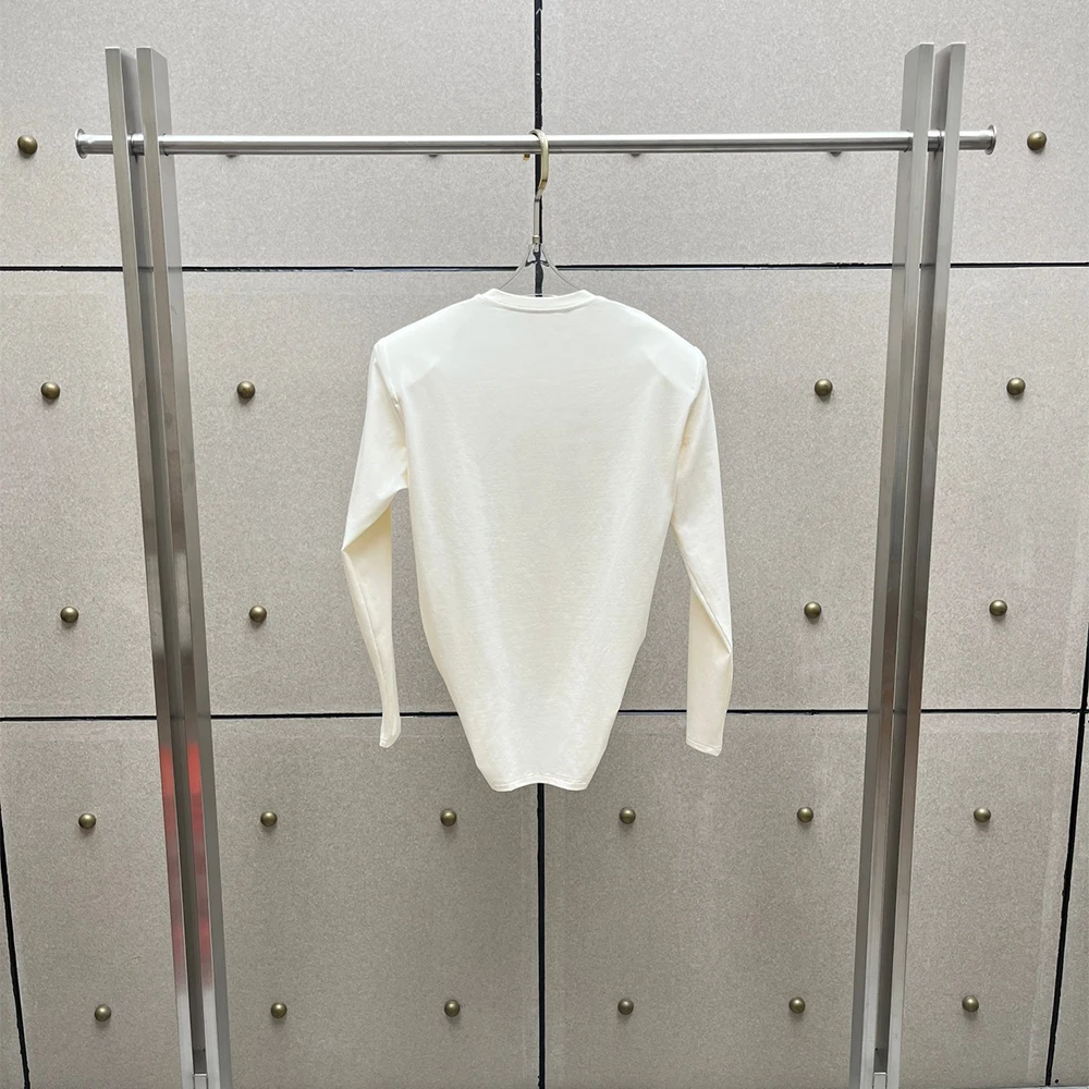 Ladies Cotton‑blend Long Sleeve Tee Crew Neck Front Twisted Knot Ruched Slim Fashion Cropped T‑Shirt Women Casual Daily Tops