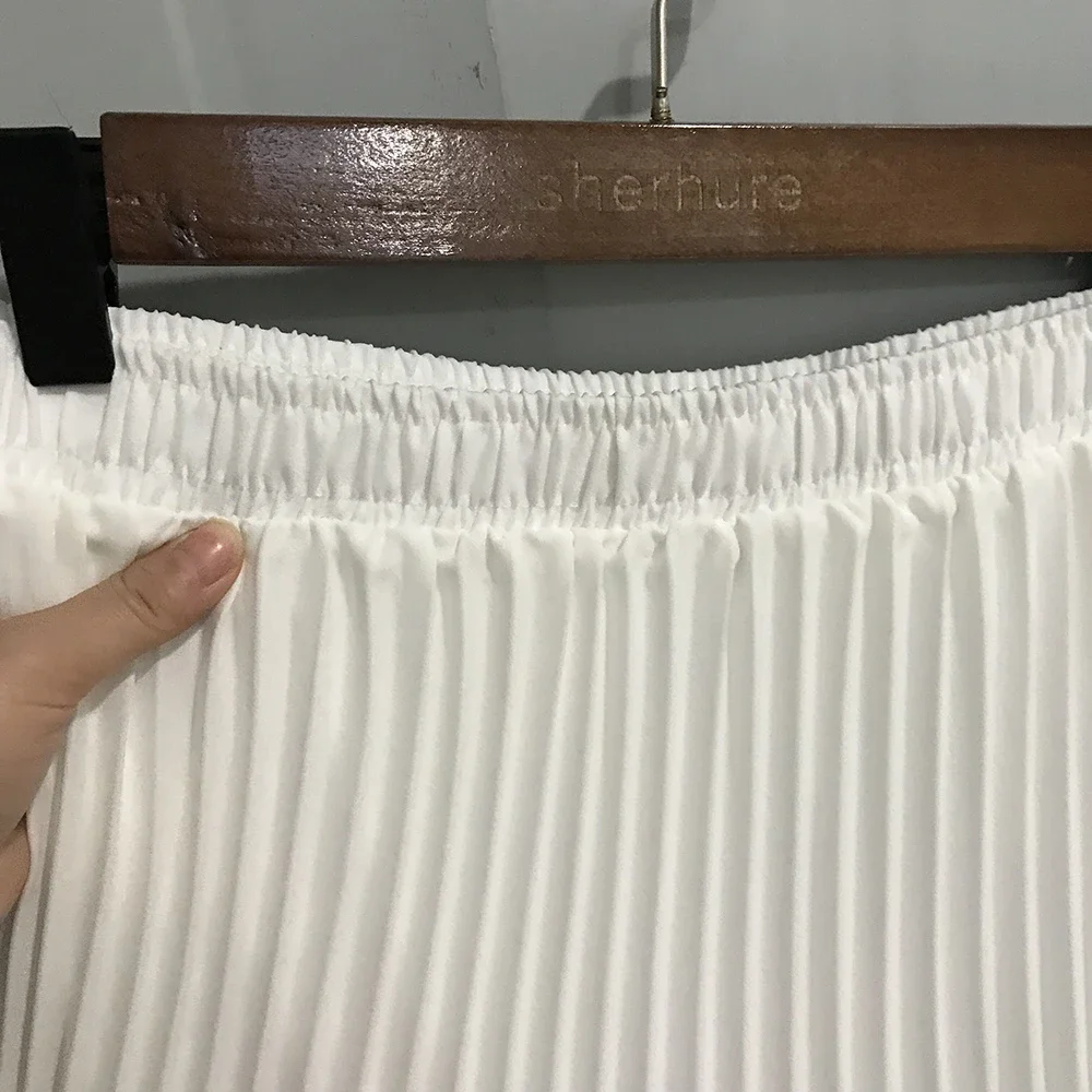 High Waist Pleated Maxi Skirt for Women Vintage Summer Long Flowy Skirt