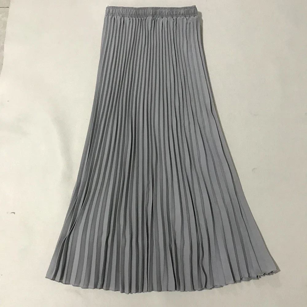 High Waist Pleated Maxi Skirt for Women Vintage Summer Long Flowy Skirt