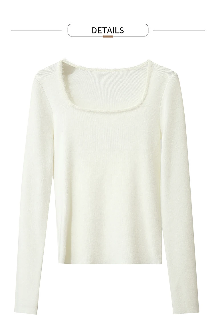 Amii Sweater For Woman 2026 Winter New Modern Retro Square Collar Sweater Slim Solid Versatile Women's Long Sleeve Top 12544142