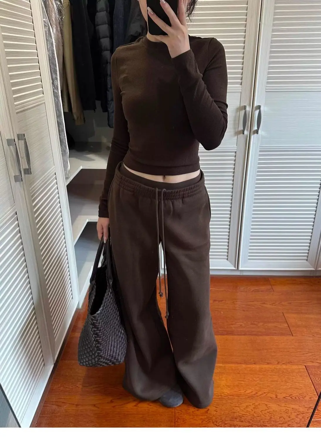 American Casual Relaxation Sweater Set Women's Autumn Loose Retro Sports Hooded Jacket Wide-leg Pants Two-piece Set
