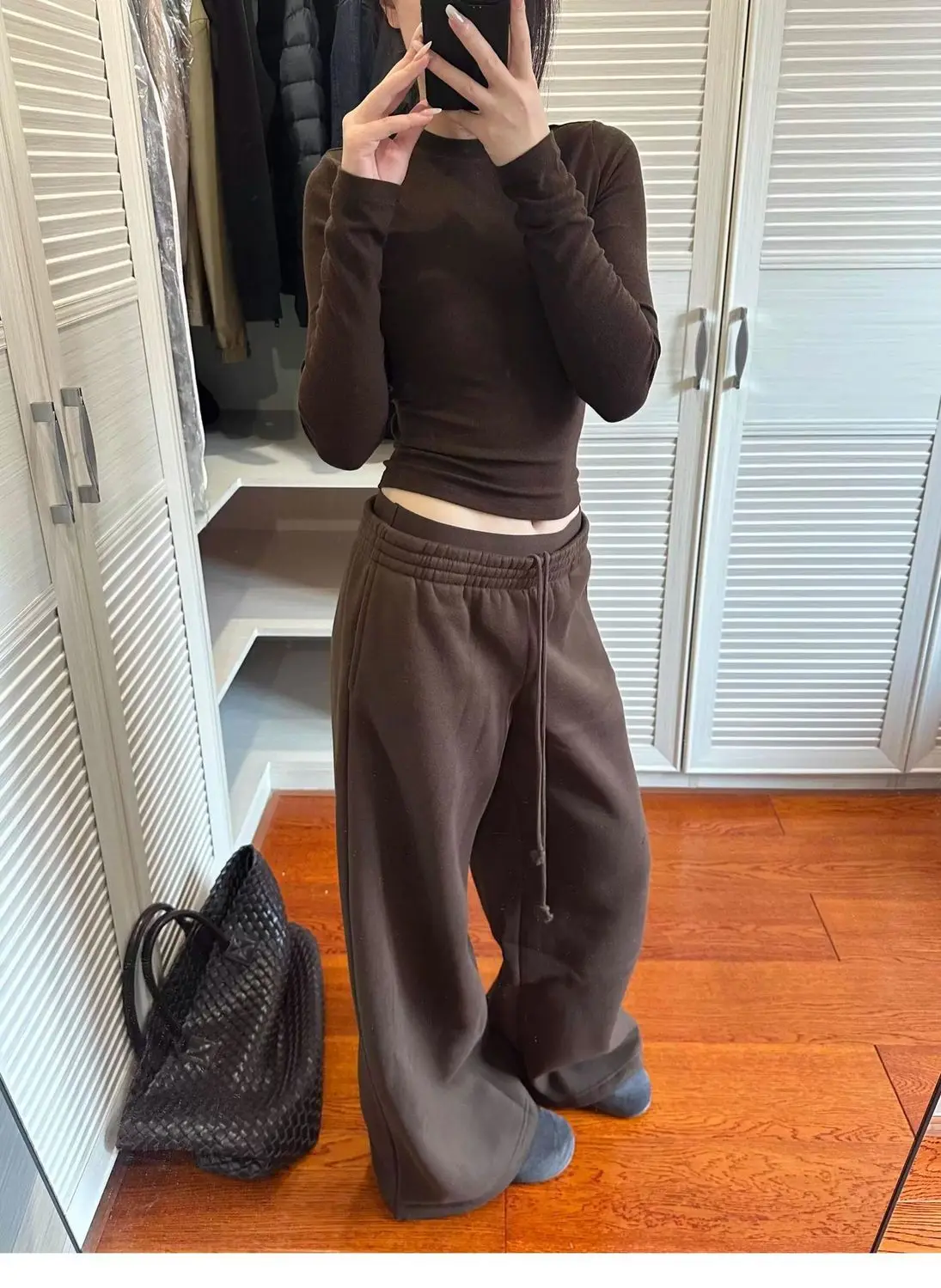 American Casual Relaxation Sweater Set Women's Autumn Loose Retro Sports Hooded Jacket Wide-leg Pants Two-piece Set