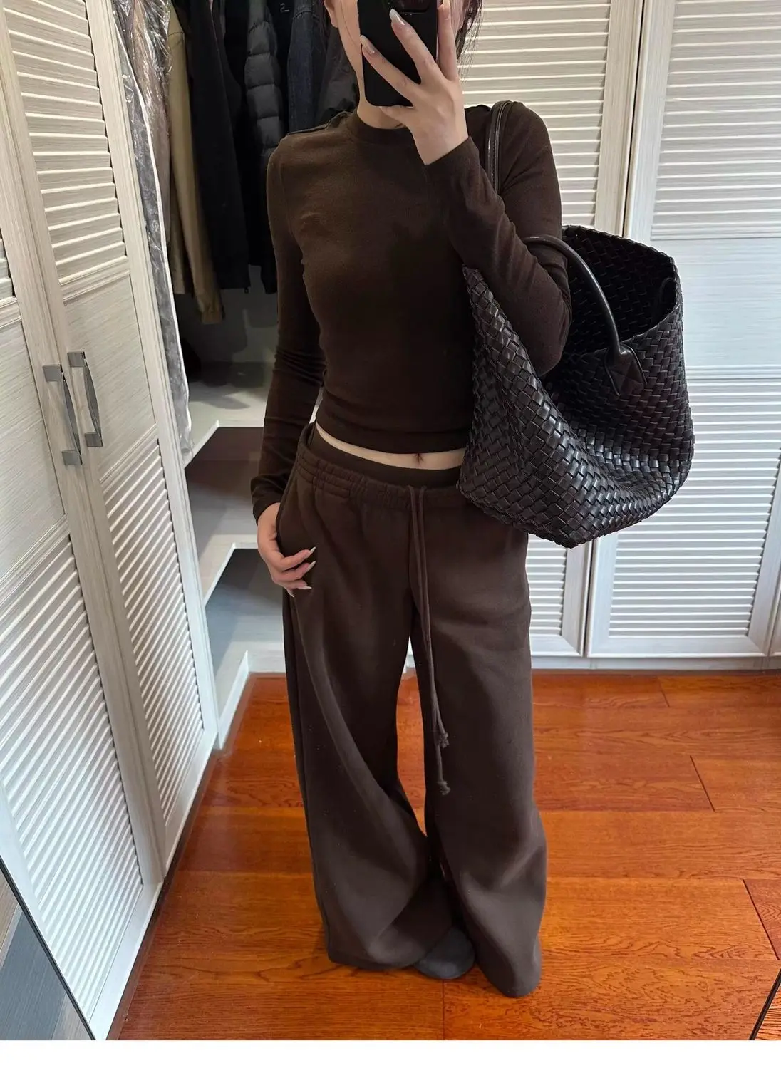 American Casual Relaxation Sweater Set Women's Autumn Loose Retro Sports Hooded Jacket Wide-leg Pants Two-piece Set