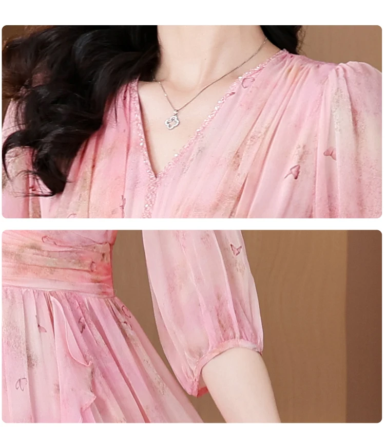 Summer Floral Silk Beach Midi Sundress Women Boho Fashion Casual Light Maxi Dress 2026 Spring Elegant Luxury Festival Vestidos