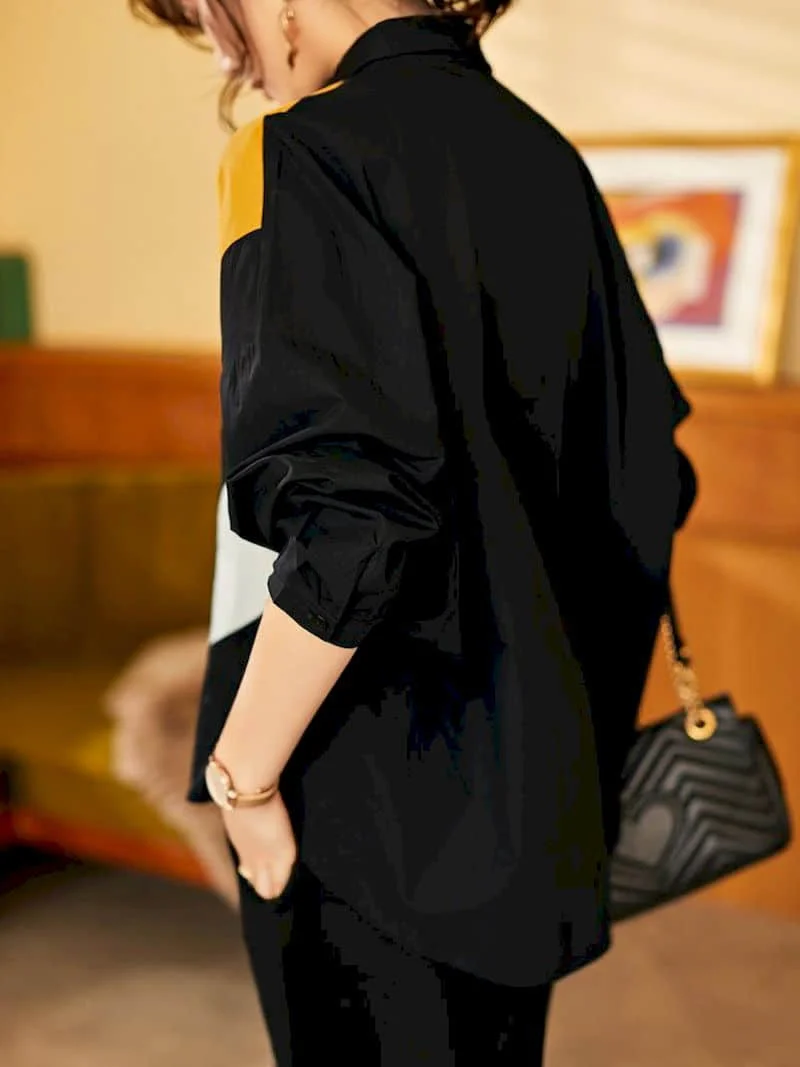 Fashion Printed Shirts Women Patchwork Design Long Sleeve Shirt Casual Loose Oversize Blouse 2026 Spring Summer Trend Thin Shirt
