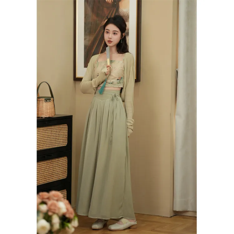 ALXNAN Green Knit Cardigan Soft Light Weight Loose-fit Long Sleeve Casual Outerwear for Women 2026 New Autumn QYM001478