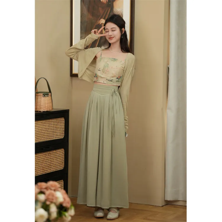 ALXNAN Green Knit Cardigan Soft Light Weight Loose-fit Long Sleeve Casual Outerwear for Women 2026 New Autumn QYM001478