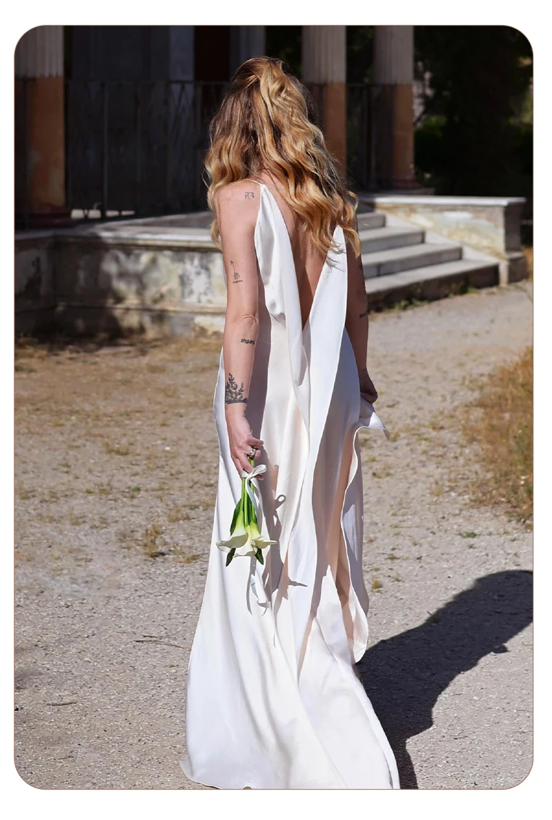 White Satin Slip Maxi Dress Draped Cowl Neck Spaghetti Strap High Split Floor Length Wedding Guest Evening Party Long Dress
