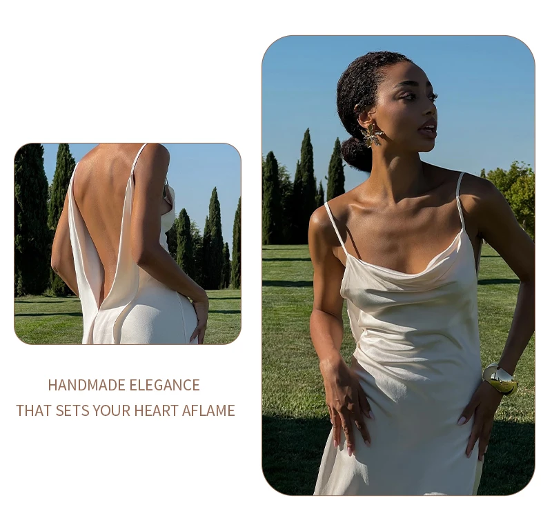 White Satin Slip Maxi Dress Draped Cowl Neck Spaghetti Strap High Split Floor Length Wedding Guest Evening Party Long Dress