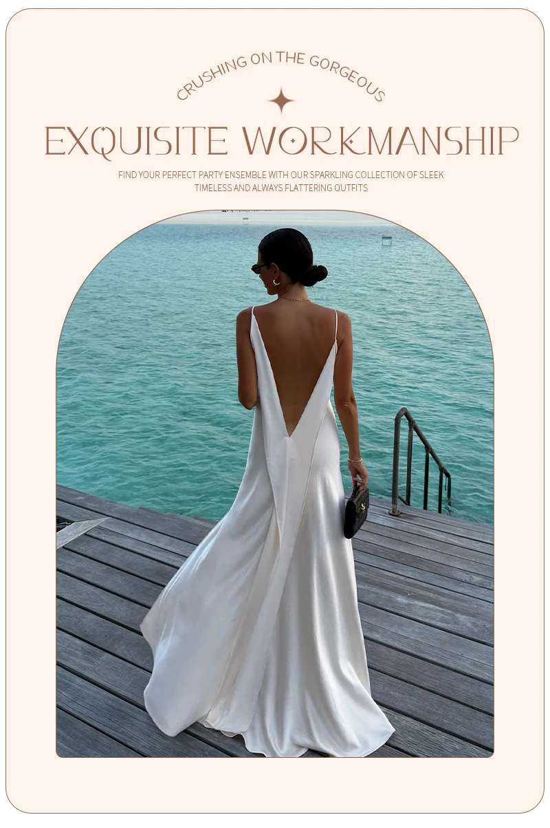White Satin Slip Maxi Dress Draped Cowl Neck Spaghetti Strap High Split Floor Length Wedding Guest Evening Party Long Dress