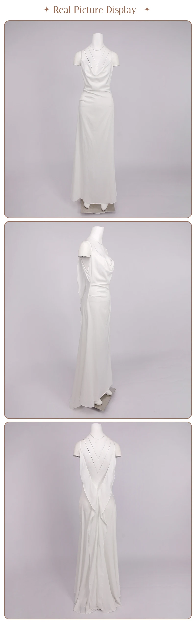 White Satin Slip Maxi Dress Draped Cowl Neck Spaghetti Strap High Split Floor Length Wedding Guest Evening Party Long Dress