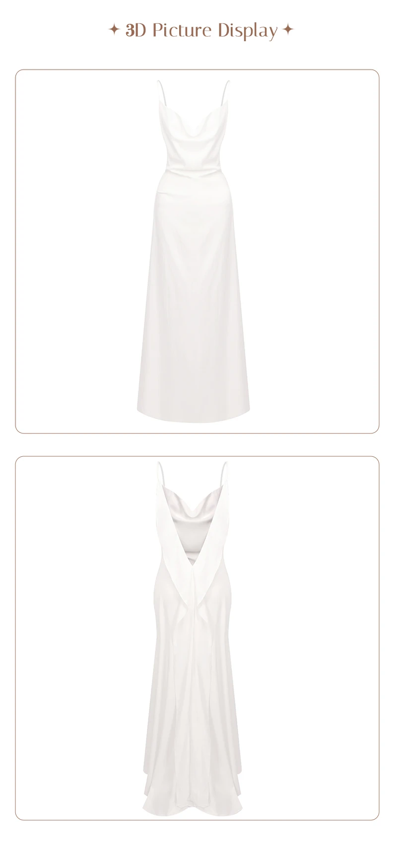 White Satin Slip Maxi Dress Draped Cowl Neck Spaghetti Strap High Split Floor Length Wedding Guest Evening Party Long Dress