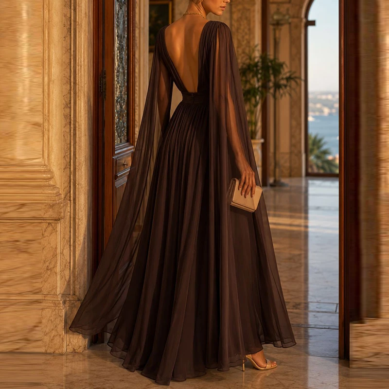 Autumn Slit Long Sleeve Maxi Dresses Luxury Deep V Neck Hollow Party Dress Women Casual Solid High Waist Mesh Pleated Long Dress
