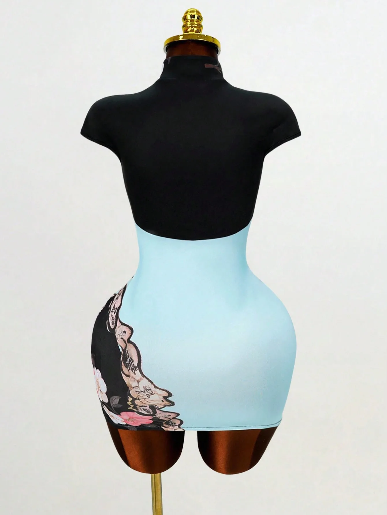 Y2K Streetwear Party Club Dresses Women Chinese Style Dragon Print Qipao Dress Short Sleeve Cutout Bodycon Cheongsam Split Hem