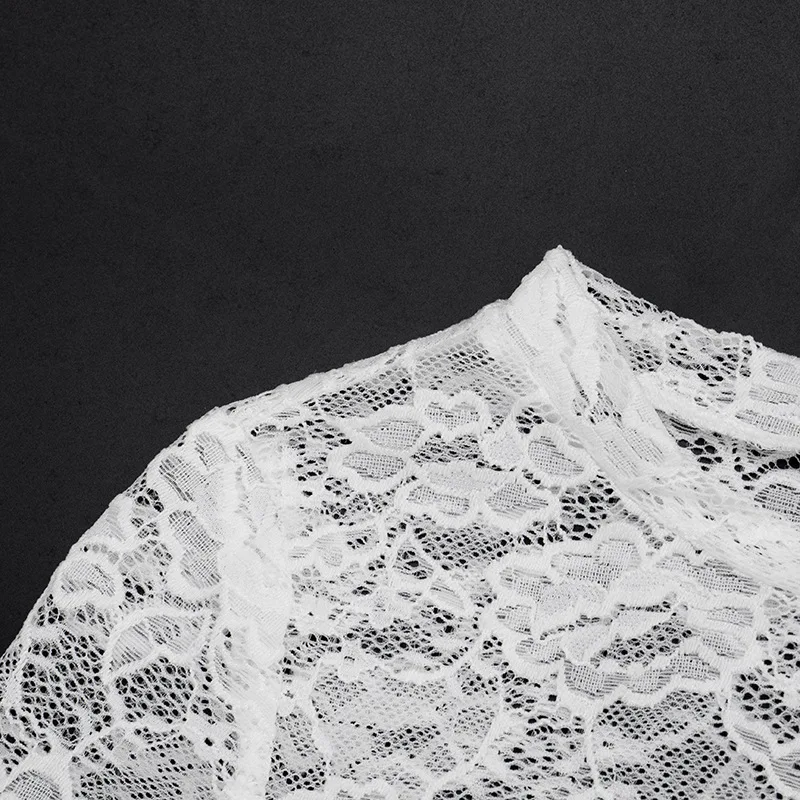 Tuularose White Lace Pullover Women Sexy Hollow See-Through Twist Patchwork Pullover New High Street Chic Slim Women's T-Shirts