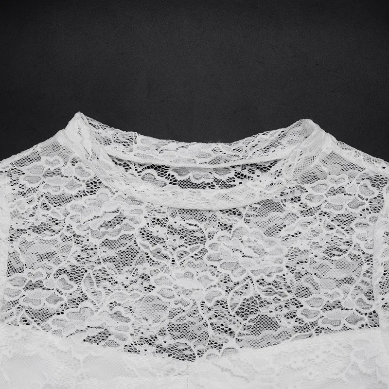 Tuularose White Lace Pullover Women Sexy Hollow See-Through Twist Patchwork Pullover New High Street Chic Slim Women's T-Shirts