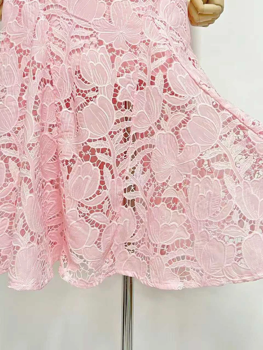 TWOTWINSTYLE Lace Spliced Belt Elegant Midi Dress for Women Square Neck Sleeveless Patchwork Zipper Ruffle Dresses Female New