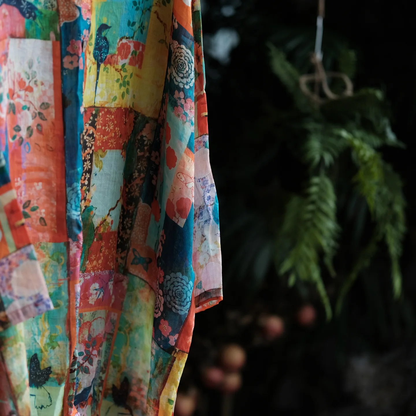 100% Ramie Women Casual Long Shirt New Arrival 2026 Autumn Vintage Style Floral Print Loose Comfortable Female Shirt Dress M2911