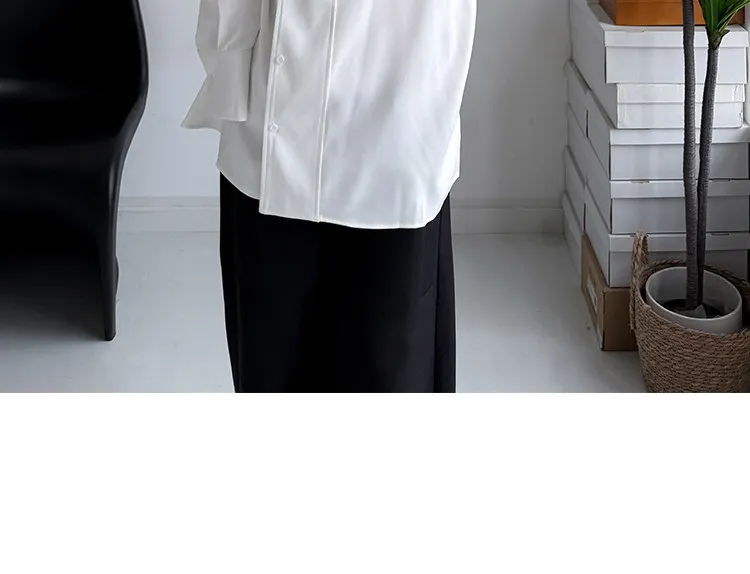 SuperAen Asymmetric Skew Collar Design White Shirt 2026 Spring New Office Lady Oversize Elegant Loose Casual Shirts