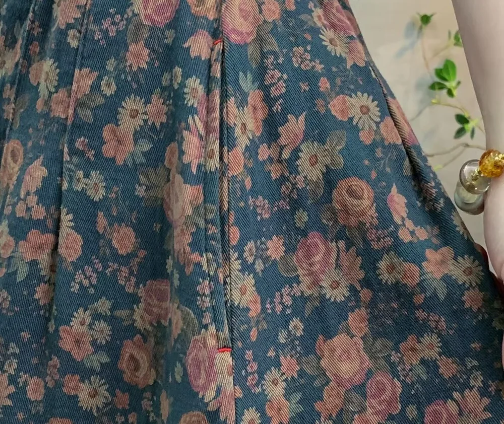 New 2026 Autumn Women Cotton Skirt, Elastic Waist Floral Print, Mori Girl Korean Temperament Casual Loose A-line Skirt B68826CC