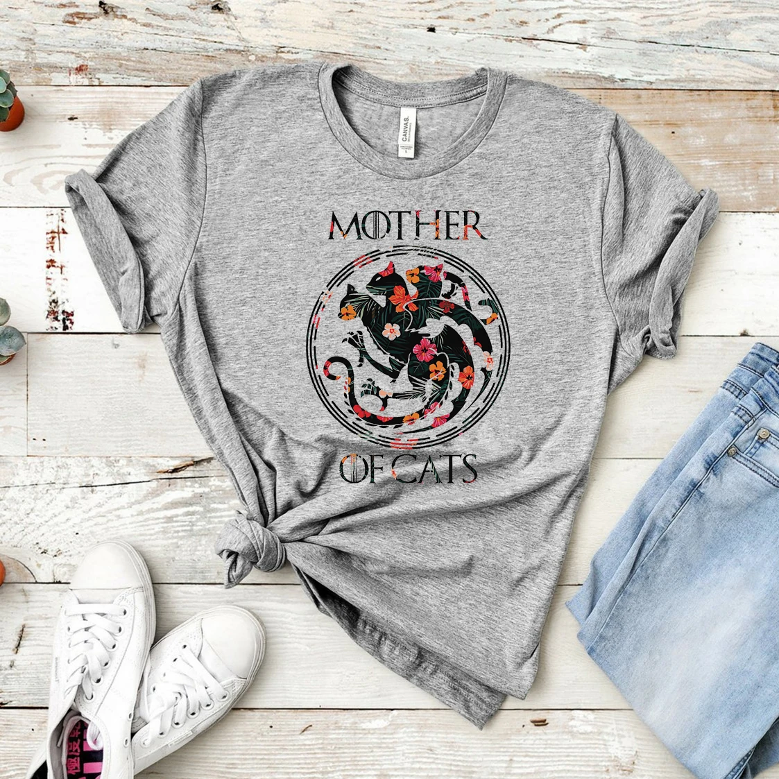 2020 Mother Of Cats Shirt Floral GOT T-Shirt Cute Floral Cat tshirt Cat Lover Tees