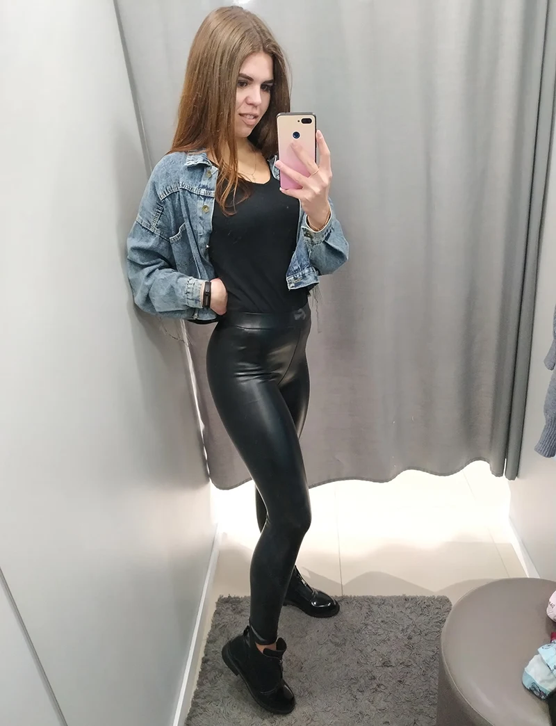 BIVIGAOS Women Autumn Black PU Leather Legging Pants Velvet Thick Warm Leggings Slim Sexy Push Up Leggings Skinny Trousers Women