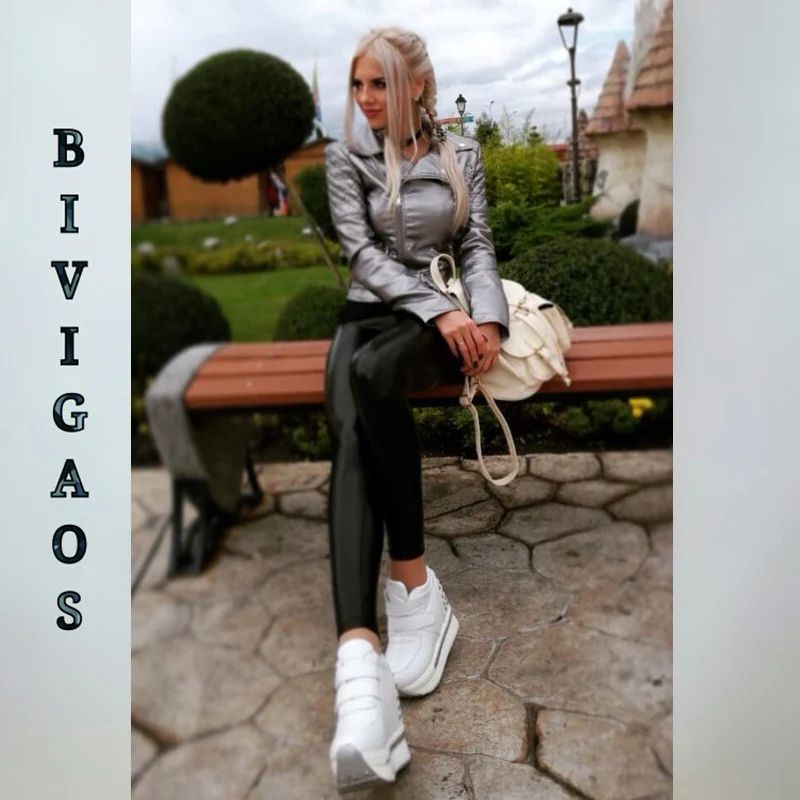 BIVIGAOS Women Autumn Black PU Leather Legging Pants Velvet Thick Warm Leggings Slim Sexy Push Up Leggings Skinny Trousers Women