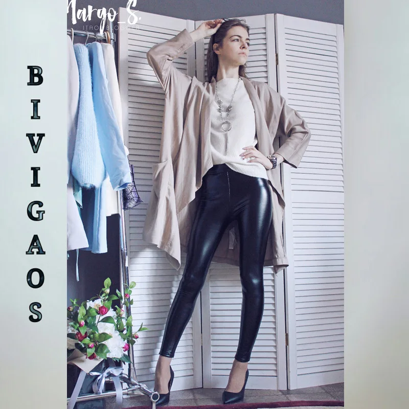 BIVIGAOS Women Autumn Black PU Leather Legging Pants Velvet Thick Warm Leggings Slim Sexy Push Up Leggings Skinny Trousers Women