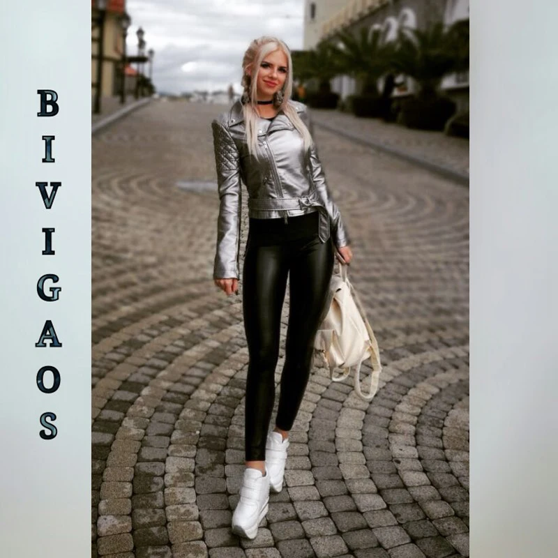 BIVIGAOS Women Autumn Black PU Leather Legging Pants Velvet Thick Warm Leggings Slim Sexy Push Up Leggings Skinny Trousers Women