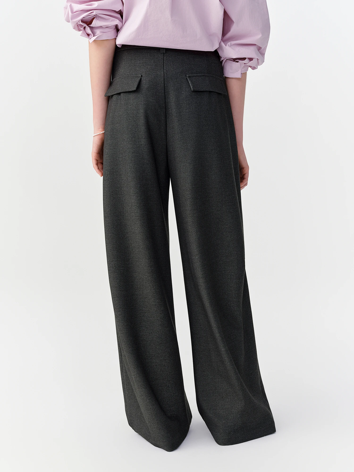 DUSHU Women's Multi‑Size High‑Waisted Wide‑Leg Straight Commuter Suit Pants Comfortable Casual Long Trousers Flattering Bottoms