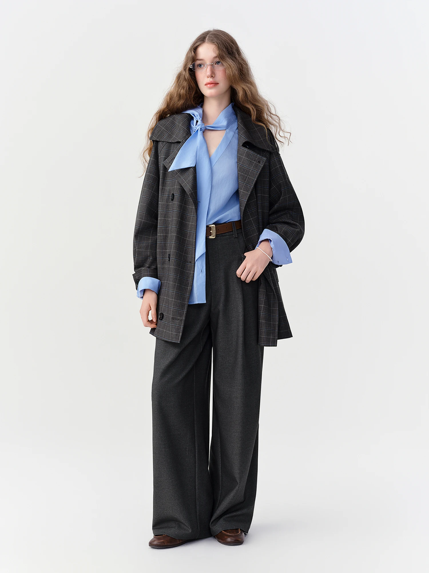 DUSHU Women's Multi‑Size High‑Waisted Wide‑Leg Straight Commuter Suit Pants Comfortable Casual Long Trousers Flattering Bottoms