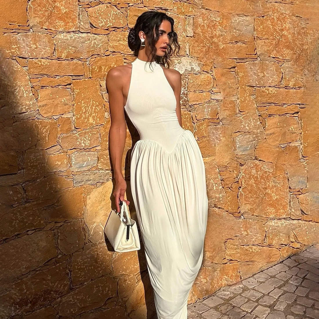 Ladies Autumn 2026 Date Night Party Maxi Dress Sleeveless Ruched Sexy Bodycon Long Dresses For Women Evening Clubwear Outfits
