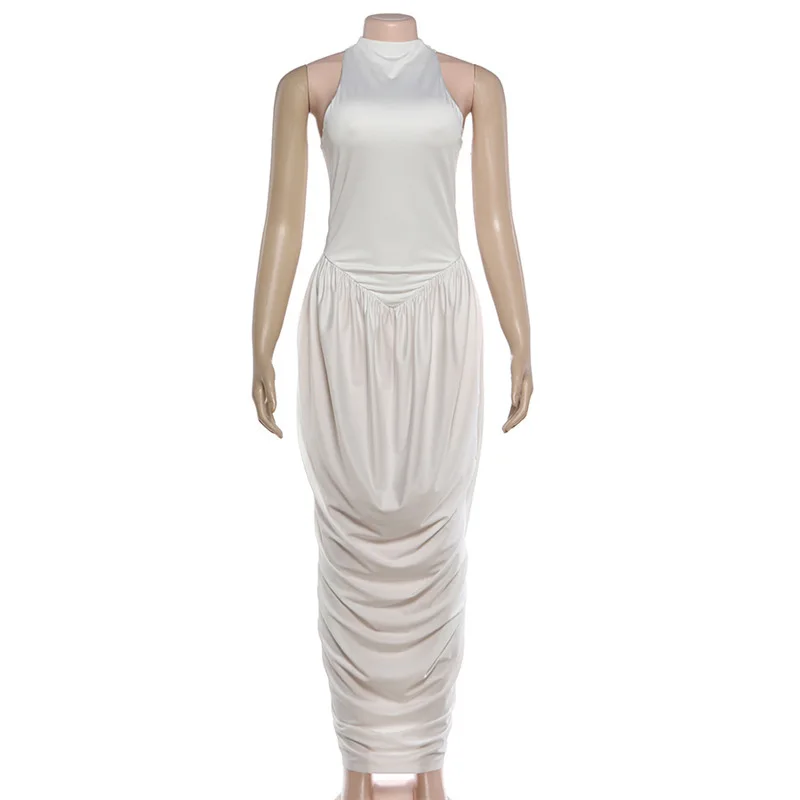 Ladies Autumn 2026 Date Night Party Maxi Dress Sleeveless Ruched Sexy Bodycon Long Dresses For Women Evening Clubwear Outfits