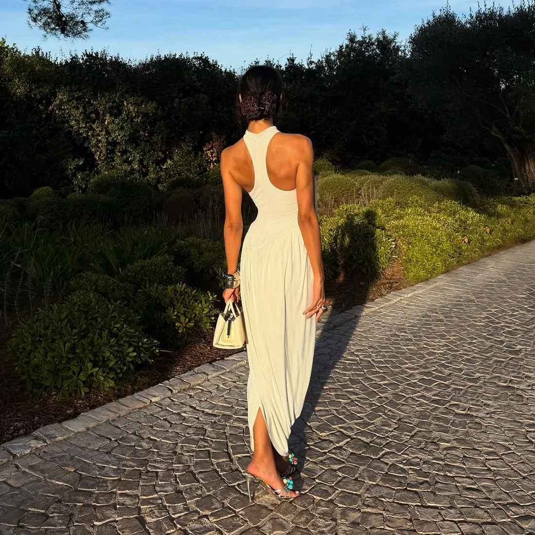 Ladies Autumn 2026 Date Night Party Maxi Dress Sleeveless Ruched Sexy Bodycon Long Dresses For Women Evening Clubwear Outfits