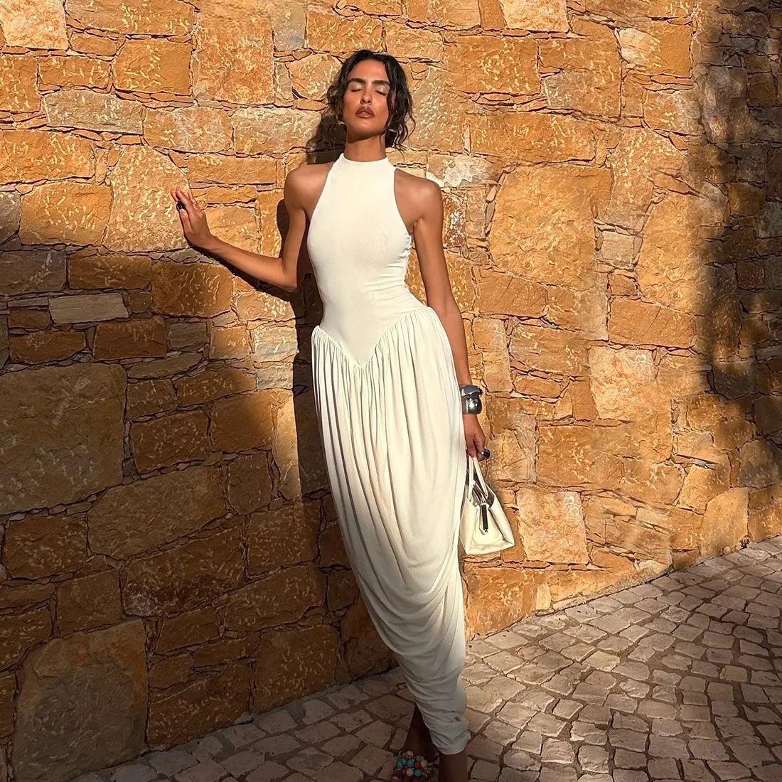 Ladies Autumn 2026 Date Night Party Maxi Dress Sleeveless Ruched Sexy Bodycon Long Dresses For Women Evening Clubwear Outfits