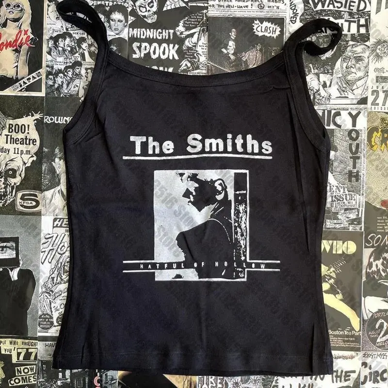 Women Gothic Skull Crossbones Print Cami Tank Top, Y2K Alt Subculture Sleeveless Spaghetti Strap Slim Camisole Summer Inner