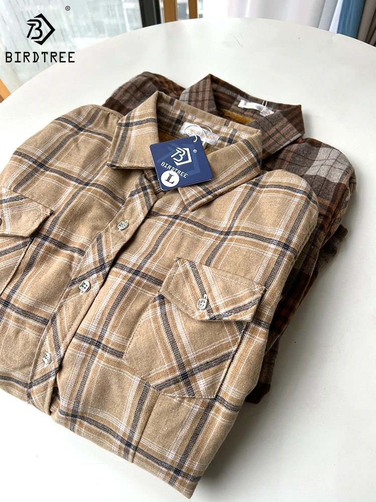 Velvet Thick Warm Women's Plaid Shirt, Female Long Sleeve Tops, M-5XL Winter Fleece Casual Check Blouse, Autumn Clothes T77710A