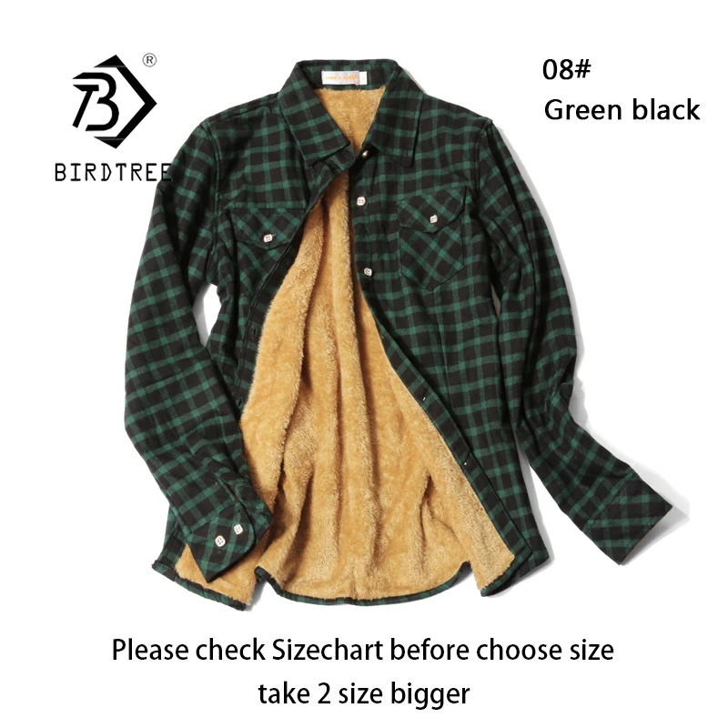Velvet Thick Warm Women's Plaid Shirt, Female Long Sleeve Tops, M-5XL Winter Fleece Casual Check Blouse, Autumn Clothes T77710A
