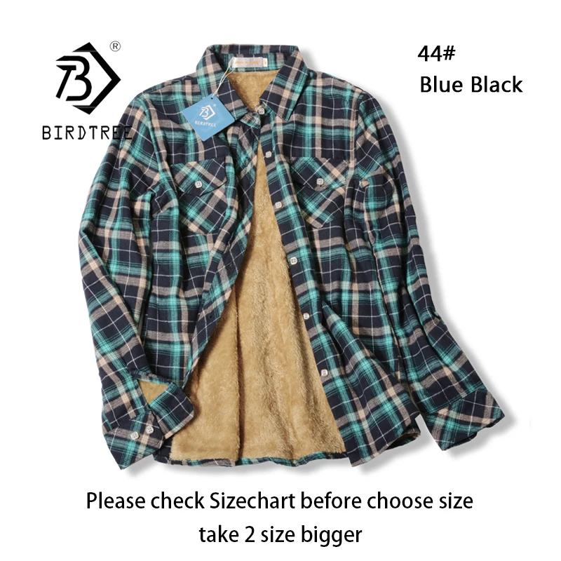 Velvet Thick Warm Women's Plaid Shirt, Female Long Sleeve Tops, M-5XL Winter Fleece Casual Check Blouse, Autumn Clothes T77710A