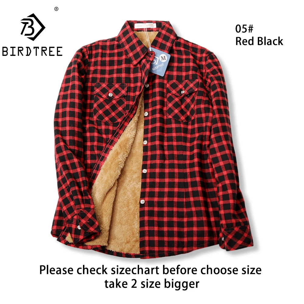 Velvet Thick Warm Women's Plaid Shirt, Female Long Sleeve Tops, M-5XL Winter Fleece Casual Check Blouse, Autumn Clothes T77710A