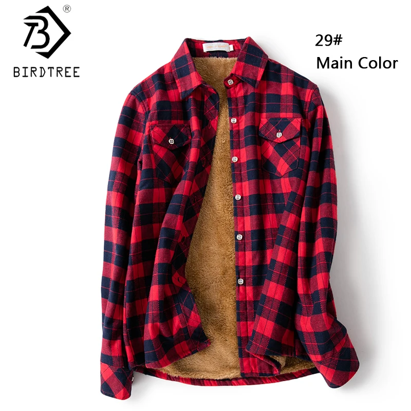 Velvet Thick Warm Women's Plaid Shirt, Female Long Sleeve Tops, M-5XL Winter Fleece Casual Check Blouse, Autumn Clothes T77710A