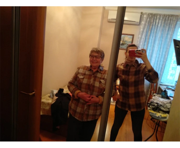 Velvet Thick Warm Women's Plaid Shirt, Female Long Sleeve Tops, M-5XL Winter Fleece Casual Check Blouse, Autumn Clothes T77710A